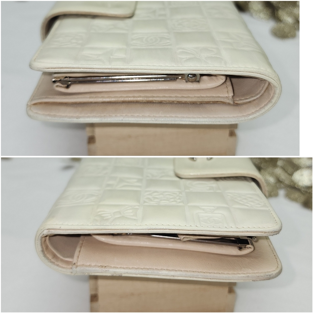 Authentic Chanel Icon Line Leather Wallet In Cream - Picture 17 of 17